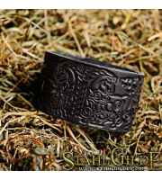 Leather Bracelet Cuff Wristband Horses Celtic Knotwork Talisman Amulet Carving Leather